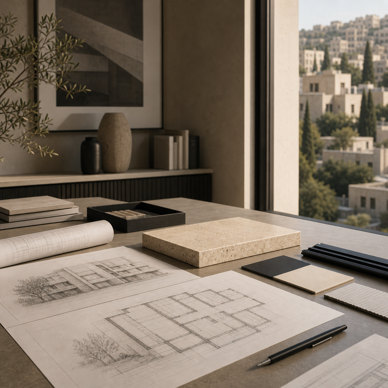Architectural planning, materials, and development identity